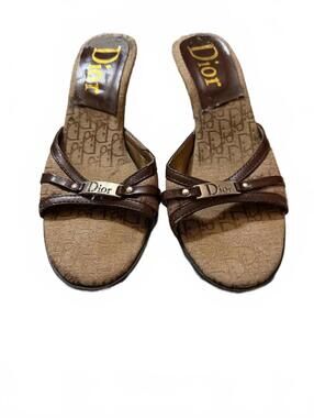 Christian Dior Monogram Canvas Sandals Designer sz 38
